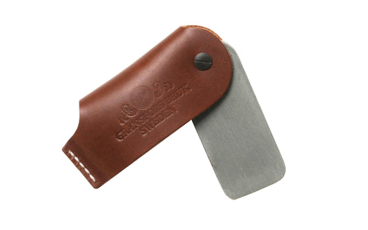 Made in Gränsfors, Sweden · No. 4035 Model ~ Natural Sharpening Whetstone with leather case. Two unique natural materials which are chosen to best supply the needs of coarse &amp; fine grinding. Made by Gränsfors Bruk.