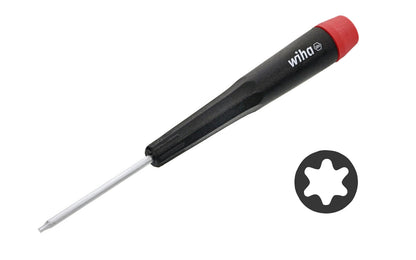 Wiha TORX precision screwdriver made out of hardened CRM72 tool steel. Excellent for working on small components & modern electronics. Easy spin control cap. Available in Torx 3, Torx 4, Torx 5, Torx 6, Torx 7, Torx 8, Torx 9, Torx 10, Torx 15, Torx 20 sizes. 6 point precision screwdriver. Made in Germany. 