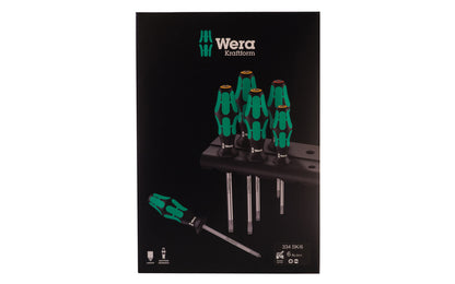 Wera 6-PC Screwdriver Set & Rack "334/SK/6". Model 007680.  6 piece slotted & phillips screwdriver set. Lasertip tips for more secure fit in the screw head. 334/SK/6 Rack. Kraftform Plus – Series 300. 