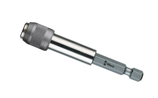 Wera Universal Bit Holder - 77 mm Length "895/4/1". Universal holder for the take-up of bits with 1/4" hexagon head drive. 77 mm overall length. With quick-release chuck & strong permanent magnet. 