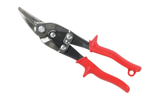 Wiss 9-3/4" Aviation Left Compound-Action Snips. Compound cutting action allows the cutting of material up to 18 gauge carbon steel. Wear resistant molybdenum steel blades are made to stand up to the tremendous pressures created by the compound lever action. Non-slip grips provide superior control & comfort. Model M1R.