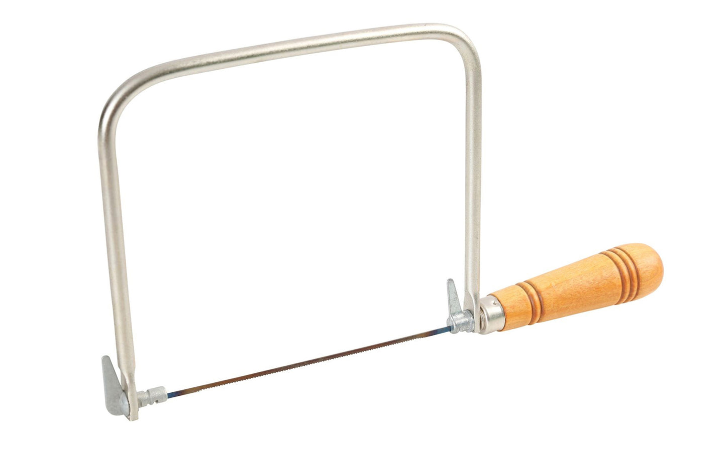 This 6" Coping Saw with Hardwood Handle is excellent for cutting a variety of patterns in wood trim & paneling. It features a steel frame for strength & durability, & it's 360° adjustable blade is ideal for cutting intricate shapes & interior cut-outs in woodworking or carpentry. GreatNeck Model No. 28. Made in USA.