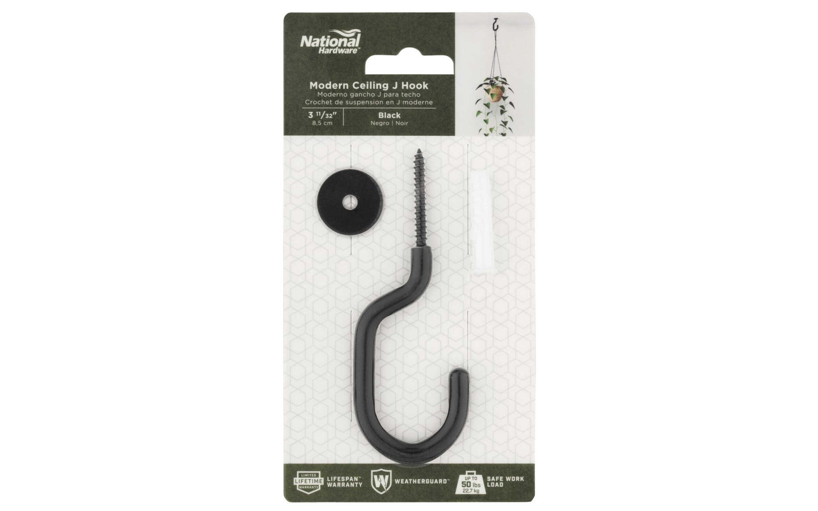 ceiling hook for hanging plant Modern Black Steel Ceiling J Hook