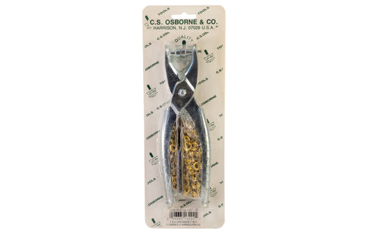 CS Osborne Grommet Kit - 3/16" Size. A quality American-made grommet kit by C.S. Osborne. Kit includes No. 257-00 Grommet Setting Plier, the No. 245 Hole Punch, & one gross (144) of grommets No. G1-00. Made in USA ~ 096685132921