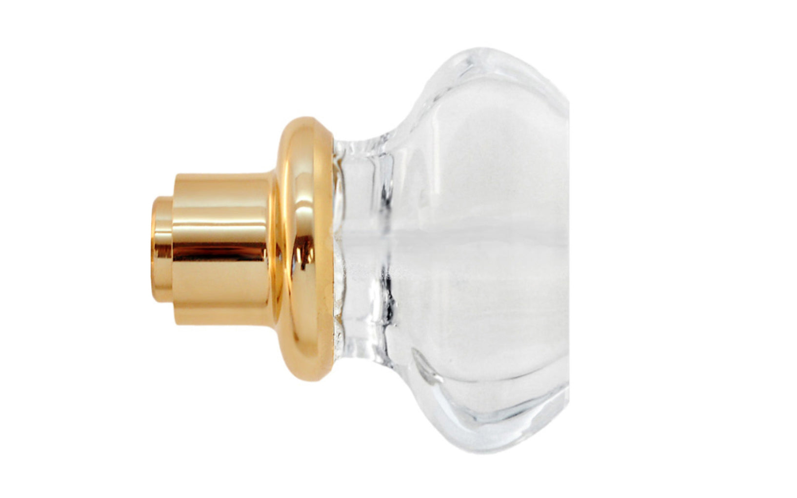 Single Classic Octagonal Clear Glass Doorknob. A high quality & genuine glass doorknob with an attractive Octagon design. The sparkling center point under glass amplifies reflected light to showcase beautiful facets. Solid brass base. Reproduction Glass Door Knobs. Traditional Octagonal Glass Knobs. One knob. Unlacquered brass (will patina naturally), Non-Lacquered Brass.