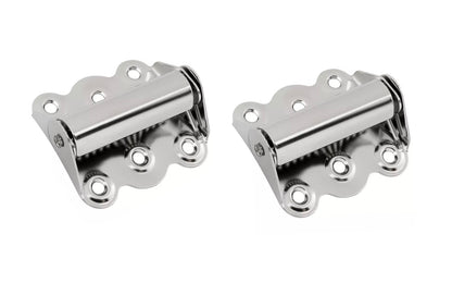 Pair of full surface 2-3/4" hinges with springs, for screen doors & other lightweight utility doors. Made of stainless steel material. N185-703