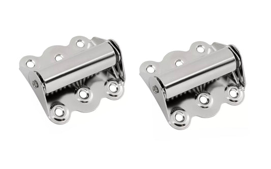Pair of full surface 2-3/4" hinges with springs, for screen doors & other lightweight utility doors. Made of stainless steel material. N185-703