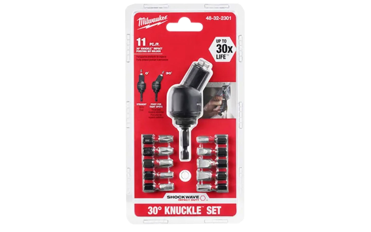 Milwaukee 'Knuckle' Pivoting Bit Holder Set - 48-32-2301