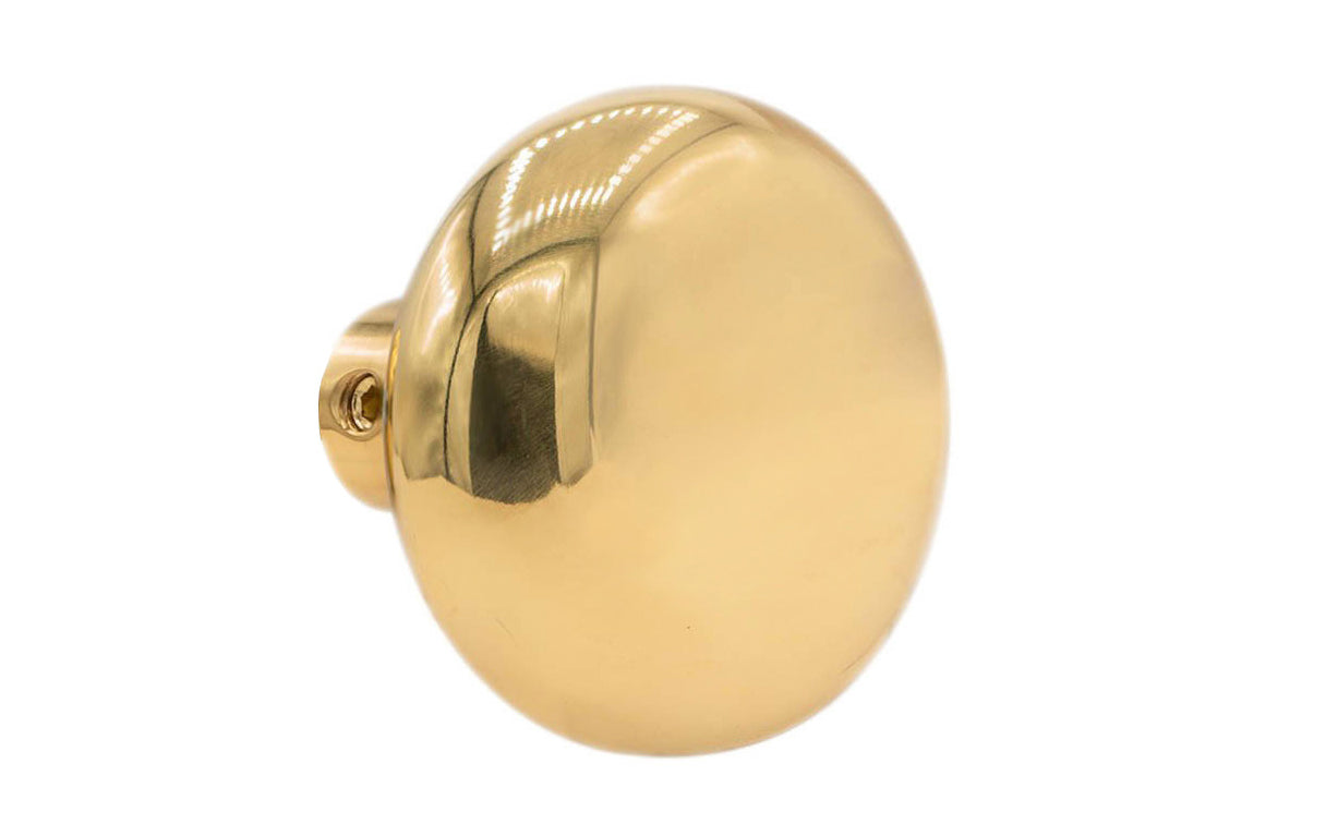 Single Classic Brass Plain Design Doorknob. Quality hollow core wrought brass doorknob with an attractive smooth design. Reproduction Brass Door Knob. Traditional Threaded Brass Knobs. Unlacquered Brass (will patina over time). Non-lacquered brass. Un-lacquered brass.