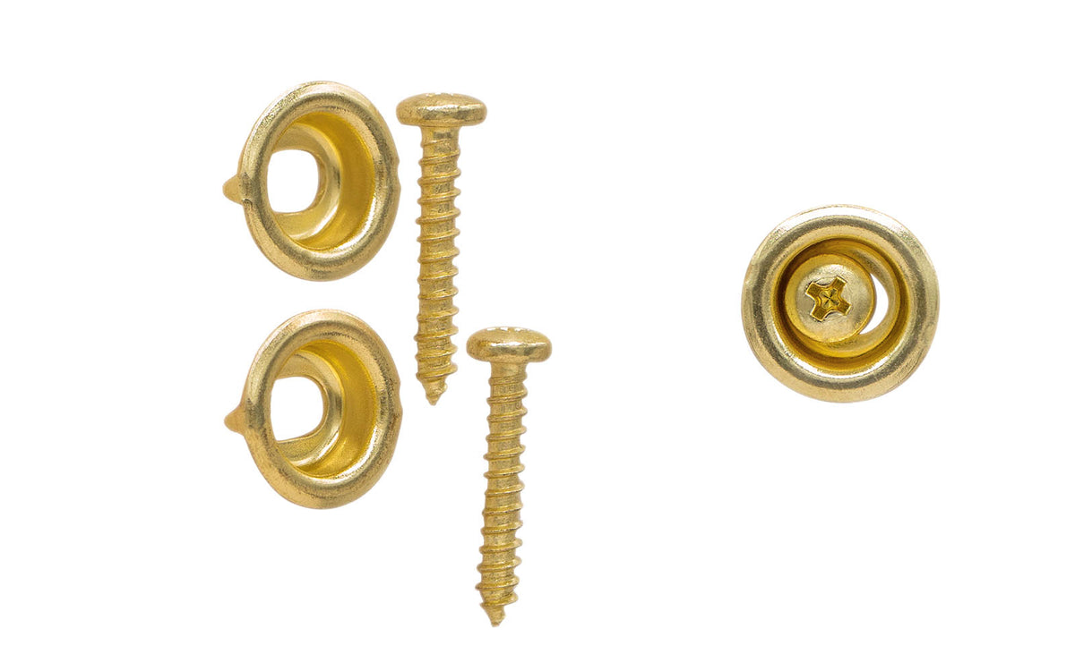 Solid Brass Sash Stop Bead Adjusters - Pair. Allows for easy removal of interior stops of sash windows for repairs, refinishing, & adjustment of windows for smooth operation, especially during seasonal weather changes. Unlacquered brass finish (will patina over time).