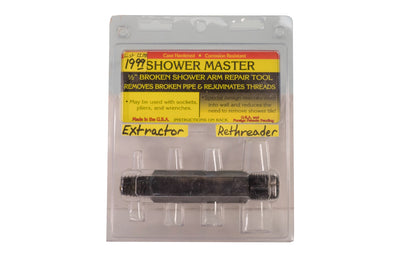 1/2" Broken Shower Arm Repair Tool. Removes broken pipe & rejuvenates threads. May be used with sockets, pliers, & wrenches.  Made in USA.