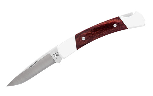Buck Knives 501 Squire Pocket Folding Knife & Leather Sheath is a classic, compact everyday carry. The drop point blade provides good control for slicing. Easy opening & closing with the nail notch & lockback design. Handsome DymaLux red wood with nickel silver bolsters. Made in USA. 033753025983. Model 0501RWS-B