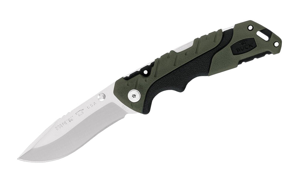Buck Knives 659 Pursuit, Large Folding Knife is a multi-purpose alternative to traditional hunting knives, the Pursuit series fills the need for a mid-range hunting knife designed from the beginner to the experienced, serious hunter. Includes a polyester sheath. 3-5/8" long blade. Model 0659GRS-B. 033753147562