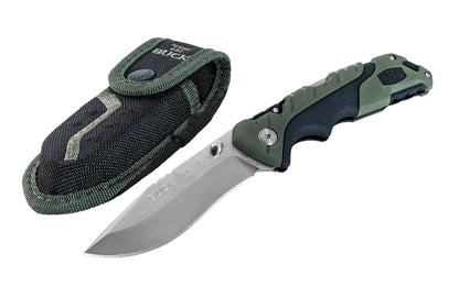 Buck Knives 659 Pursuit, Large Folding Knife is a multi-purpose alternative to traditional hunting knives, the Pursuit series fills the need for a mid-range hunting knife designed from the beginner to the experienced, serious hunter. Includes a polyester sheath. 3-5/8" long blade. Model 0659GRS-B. 033753147562