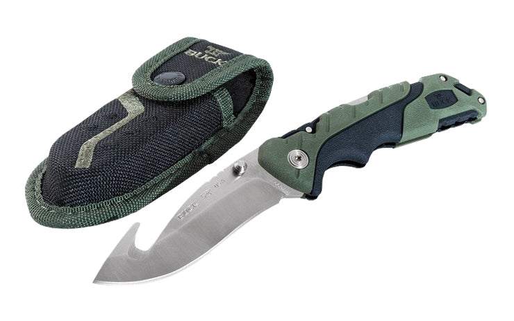 Buck Knives 660 Pursuit, Large Folding Knife with Guthook is a multi-purpose hunting knife, the Pursuit series fills the need for a mid-range hunting knife designed from the beginner to the experienced, serious hunter. Includes a polyester sheath. 3-5/8" long blade. Model 0660GRS-B. 033753151583