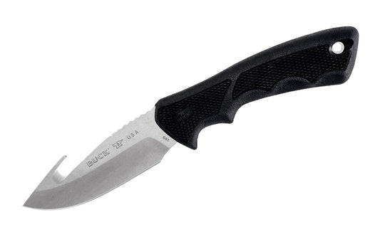 Buck Knives 685 Bucklite, Max II Large Fixed Blade Knife with Guthhook is perfect for hunting or as a general outdoor knife. The ergonomic handle is constructed out of Dynaflex rubber for a superior grip, performance, & lightweight 8-7/8" overall length. Model 0685BKG-B. 033753146053. Full tang fixed blade buck knife.