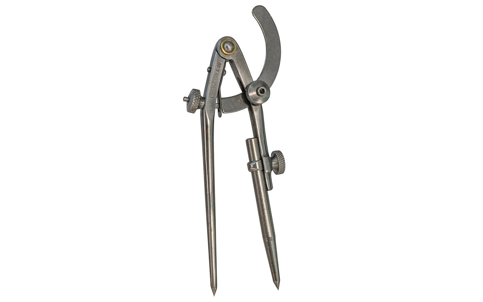CS Osborne Extension Wing Divider - Solid Steel ~ 6" Size - Made in USA ~ Model No. 104-6 ~ Points are carefully hardened - Springs are carefully tempered - Extendable point ~ up to 15" circle can be scribe
