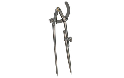 CS Osborne Extension Wing Divider - Solid Steel ~ 8" Size - Made in USA ~ Model No. 104-8 ~ Points are carefully hardened - Springs are carefully tempered - Extendable point ~ up to 22" circle can be scribe ~ 096685570440