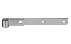 These zinc-plated hinge straps are designed to use with screw hooks for gates. Zinc-plated to resist corrosion. Made of hot-rolled steel. Coated with "WeatherGuard" protection to withstand harsh weather conditions & prevent corrosion. 10" Size