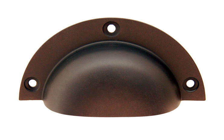Large Stamped Brass Bin Pull ~ 3-3/4" Wide ~ Oil Rubbed Bronze Finish