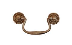 Solid Brass Colonial-Style Drop Pull ~ 3" On Centers - Antique Brass Finish