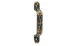 Solid Brass Eastlake-Style Handle ~ Antique Brass Finish ~ Vertical View