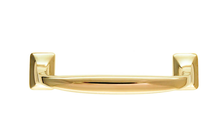 Vintage-style Hardware · A stylish & classic solid brass offset handle pull with 3-1/2" center to center holes. Excellent for use in kitchens, on drawers, file cabinets, furniture. 3-1/2" on centers. Unlacquered Brass (Will patina over time). Non-Lacquered Brass.