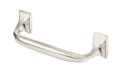 Vintage-style Hardware · A stylish & classic solid brass offset handle pull with 3-1/2" center to center holes. Excellent for use in kitchens, on drawers, file cabinets, furniture. 3-1/2" on centers. Polished Nickel Finish.
