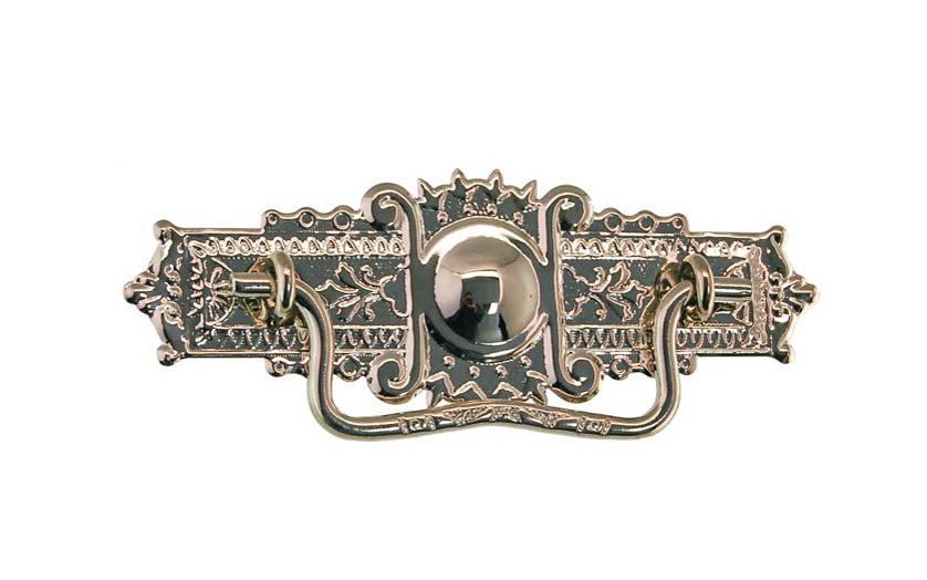 Vintage-style Hardware · Traditional & classic ~ Made of high quality solid brass material ~ 3" spacing of screw holes ~ Includes an ornate stamped brass backplate ~ Designed in a traditional Eastlake style, but suitable for different traditional & period decors, including Victorian ~ Ornate style