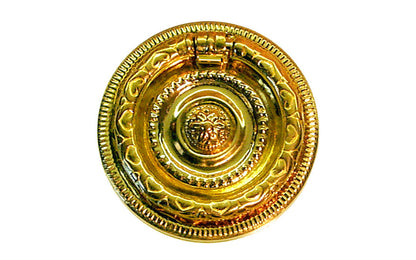Stamped Brass Ornate Ring Pull ~ Larger Size ~ Non-Lacquered Brass (will patina naturally over time)