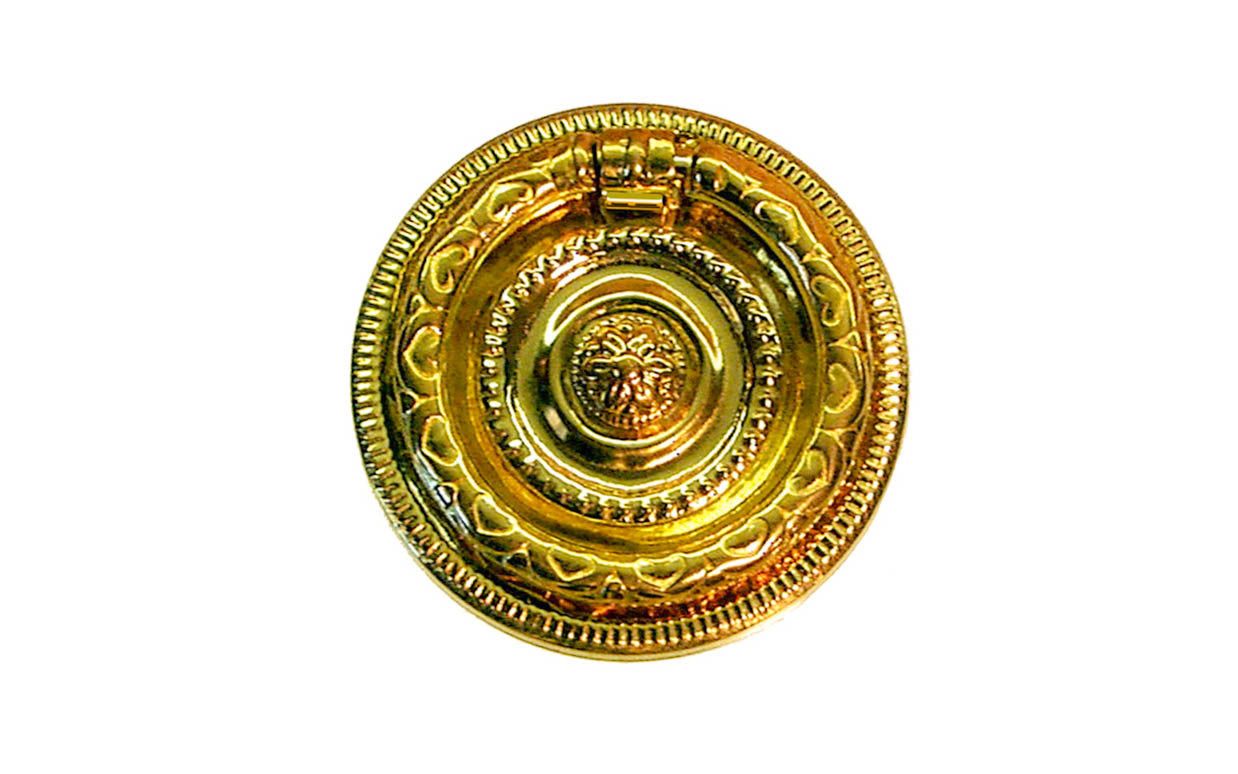 Stamped Brass Ornate Ring Pull ~ Smaller Size ~ Non-Lacquered Brass (will patina naturally over time)