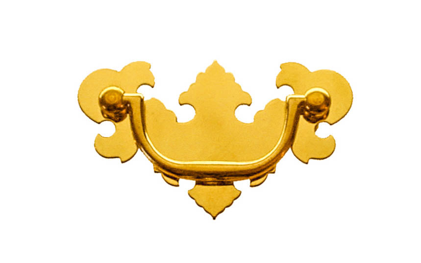 Solid Brass Chippendale Drop Pull ~ 2-1/2" On Centers - Non-Lacquered Brass (will patina over time)