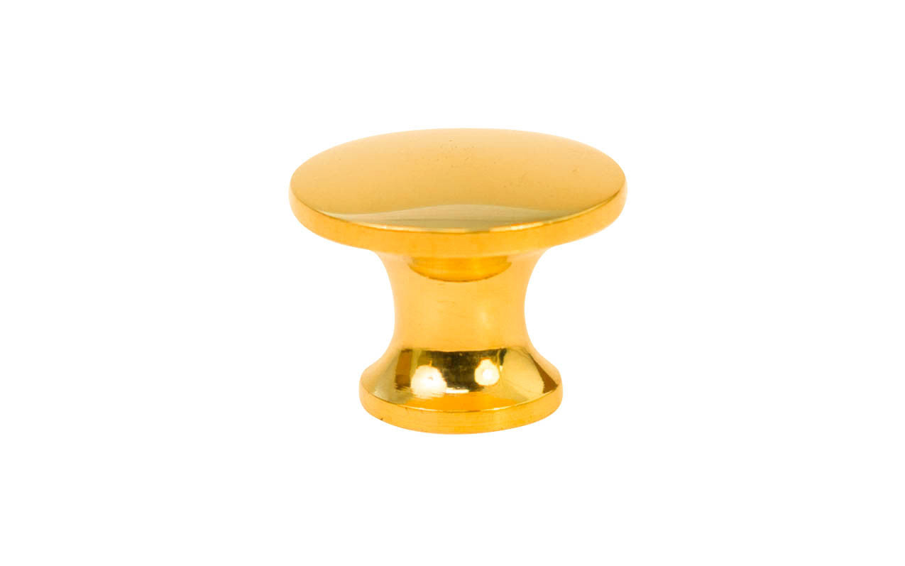 Solid Brass Flat-Top Mini Knob ~ 5/8" Diameter ~ Non-Lacquered Brass (will patina naturally over time)