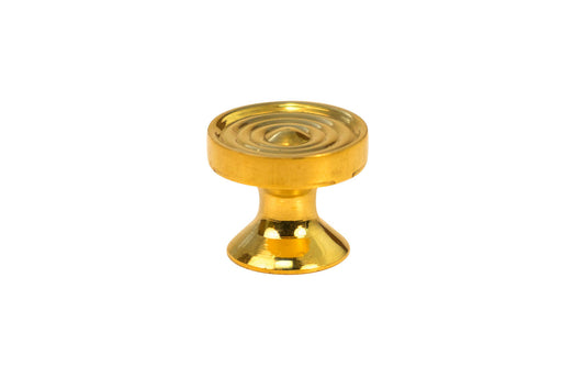 Solid Brass Mini Knob with Concentric Rings ~ 5/8" Diameter ~ Non-Lacquered Brass (will patina naturally over time)