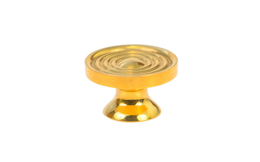 Solid Brass Mini Knob with Concentric Rings ~ 7/8" Diameter ~ Non-Lacquered Brass (will patina naturally over time)
