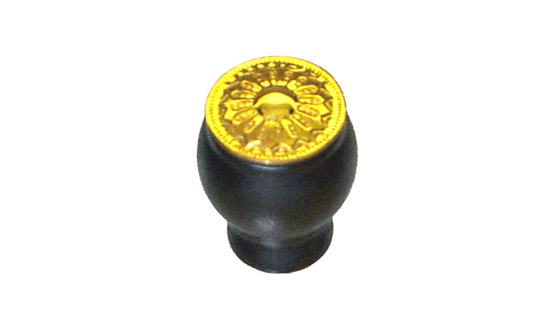 Ebonized Wood Knob with Non-Lacquered Brass Plate (Plate will patina naturally over time)