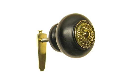 Ebonized Wood Knob with Brass Plate & Locking Turn