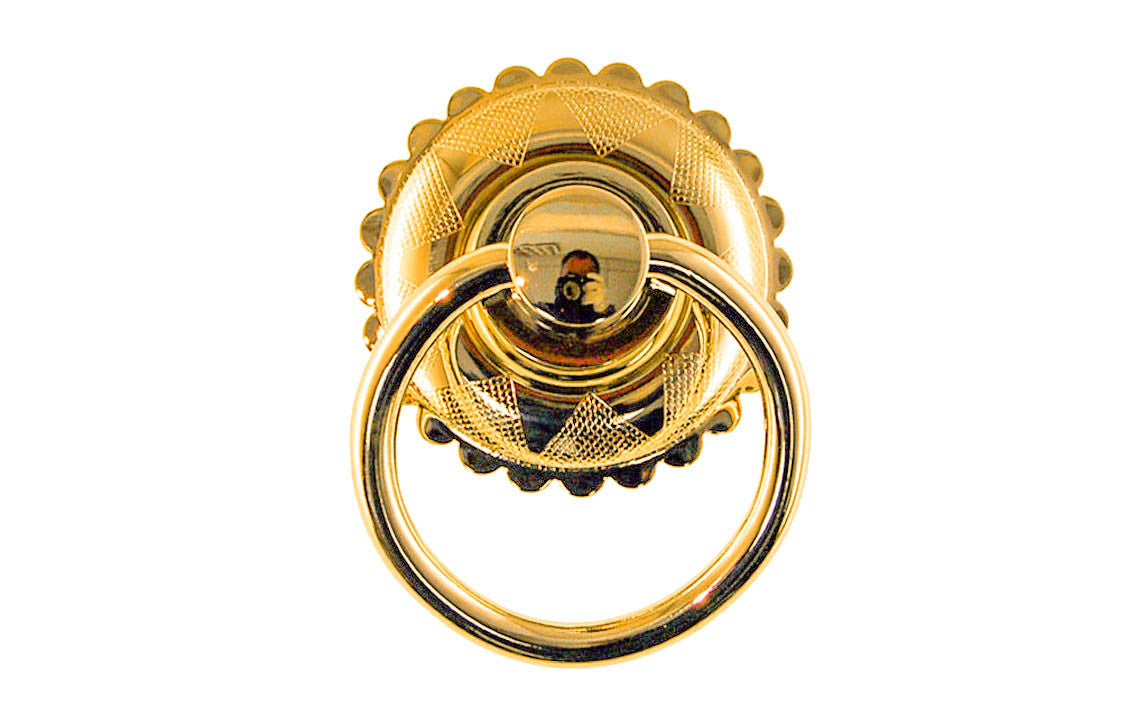 Solid Brass Drop Ring Pull ~ Non-Lacquered Brass (will patina naturally over time)