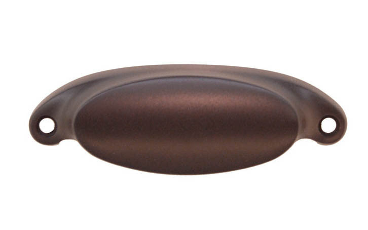 Solid Brass Oval Bin Pull ~ 3-1/8" On Centers ~ Oil Rubbed Bronze Finish