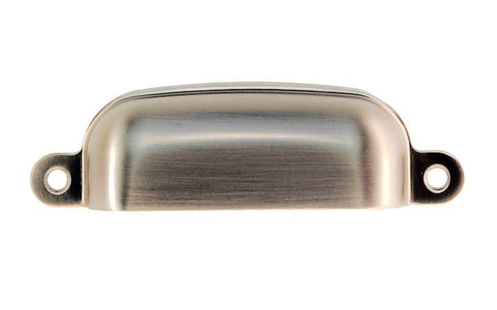 Stamped Brass Bin Pull ~ 3-1/4" On Centers ~ Brushed Nickel Finish