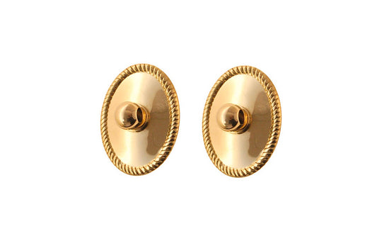 Brass Oval Rosettes & Posts for Drop Pulls ~ Non-Lacquered Brass