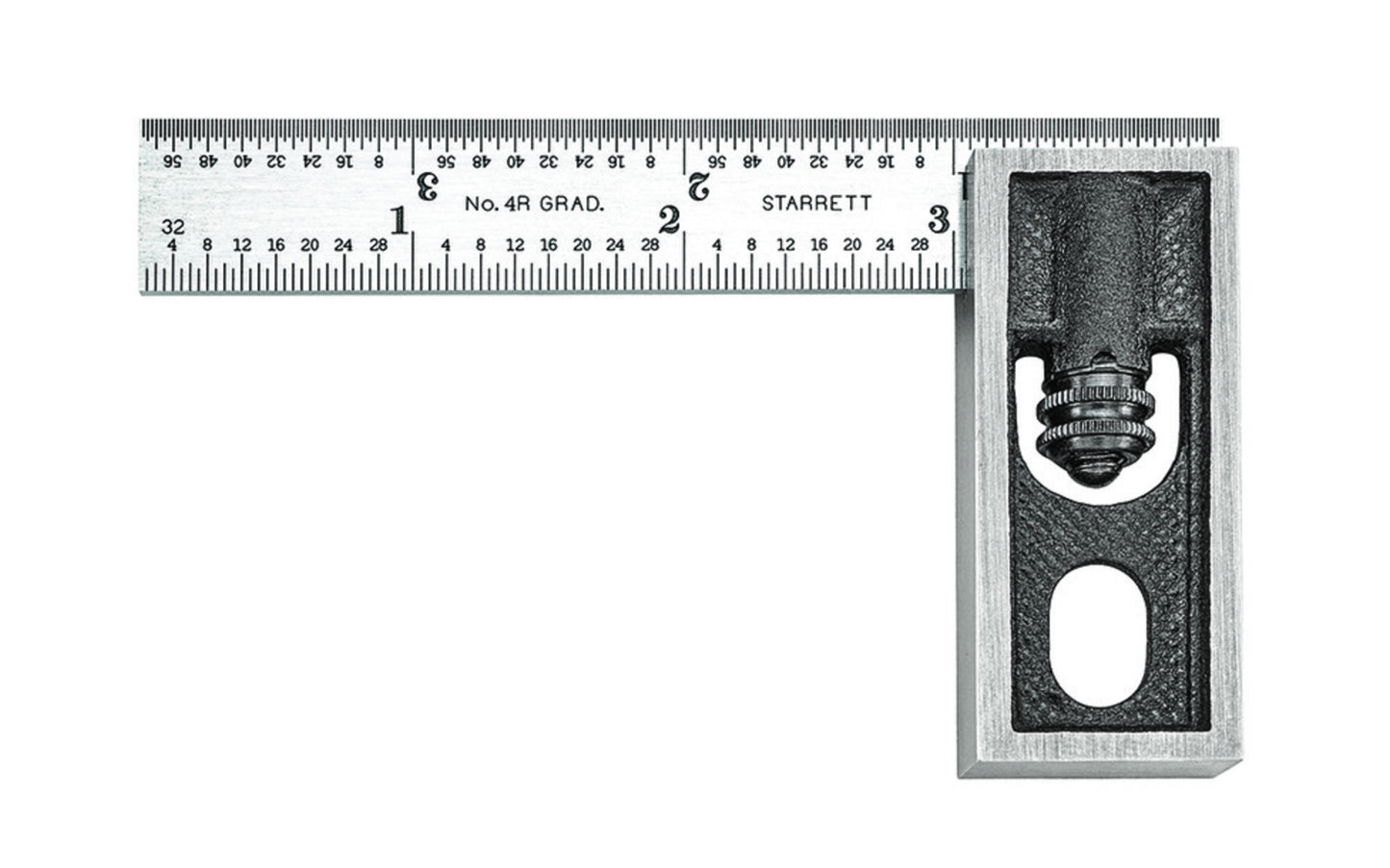 Starrett Inch Reading Double Square is very popular with machinists, toolmakers, & patternmakers. The sliding blades are adjustable making it practical for a wide variety of uses. The faces of the head are ground square. 4" Size. Model 13A. EDP 50109. Made in USA. 049659501094
