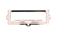 Stamped Brass Label Holder with Pull ~ 2-7/8" x 1" ~ Polished Nickel Finish