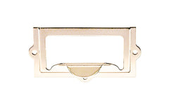 Stamped Brass Label Holder with Pull ~ 2-3/8" x 1-1/4" ~ Polished Nickel Finish