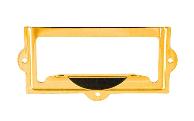 Stamped Brass Label Holder with Pull ~ 3-1/8