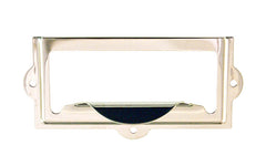 Stamped Brass Label Holder with Pull ~ 3-1/8" x 1-1/2" ~ Polished Nickel Finish