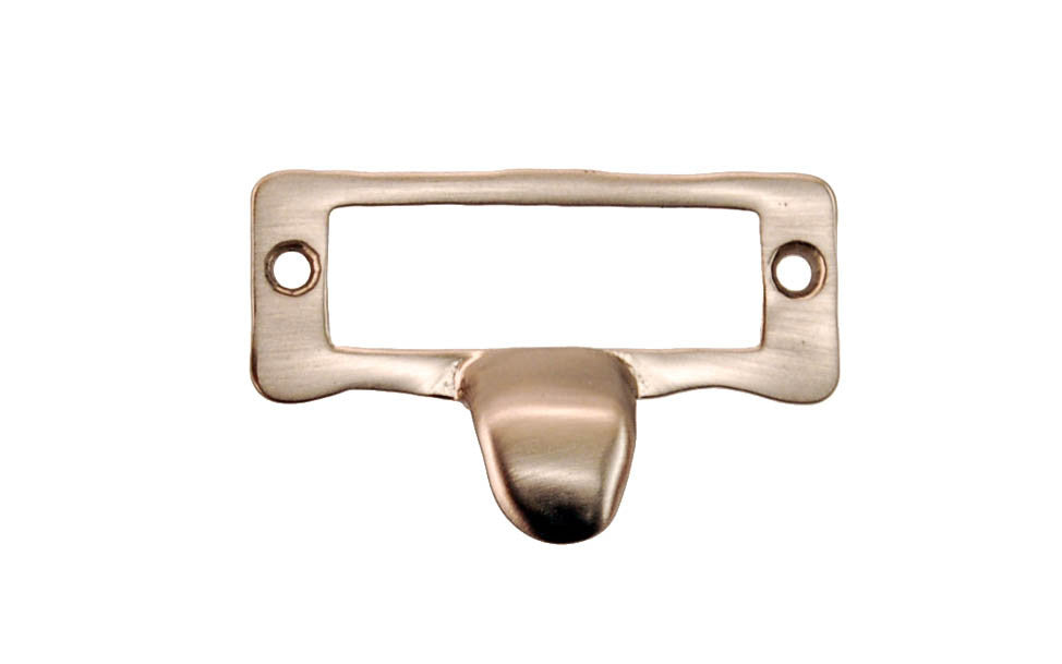 Solid Brass Label Holder with Finger Pull ~ Brushed Nickel Finish