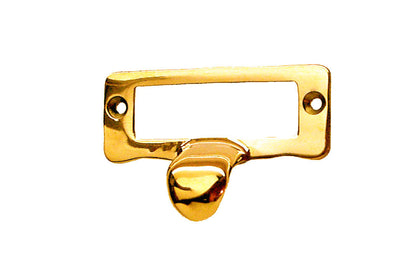 Solid Brass Label Holder with Finger Pull ~ Non-Lacquered Brass (will patina naturally over time)