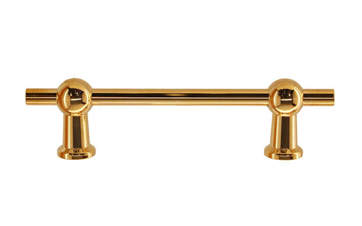 Solid Brass Ball-Style Handle ~ 3-3/4" On Centers ~ Lacquered Brass Finish