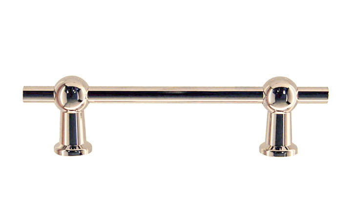 Solid Brass Ball-Style Handle ~ 3-3/4" On Centers ~ Polished Nickel Finish